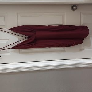 Burgandy slimming  ruched sides mini dress.